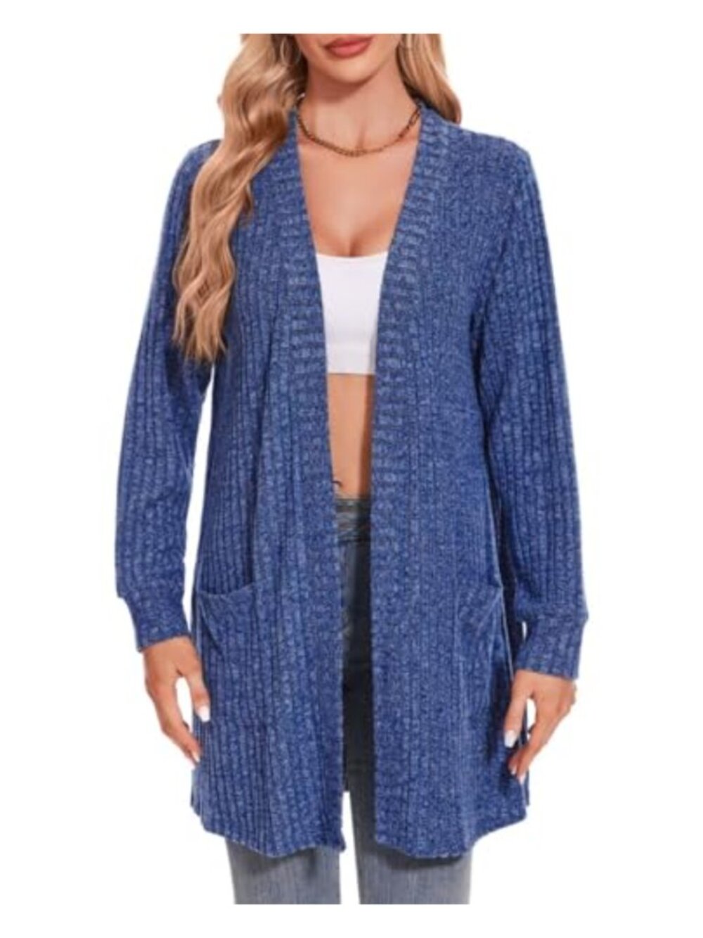 Plus Size Cable Knit Open Front Cardigan Cozy Sweater with Pockets